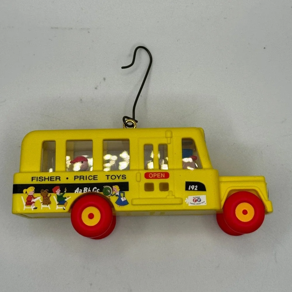 Fisher Price‎ Yellow School Bus Ornament Vintage Toy Christmas Tree Decor#342